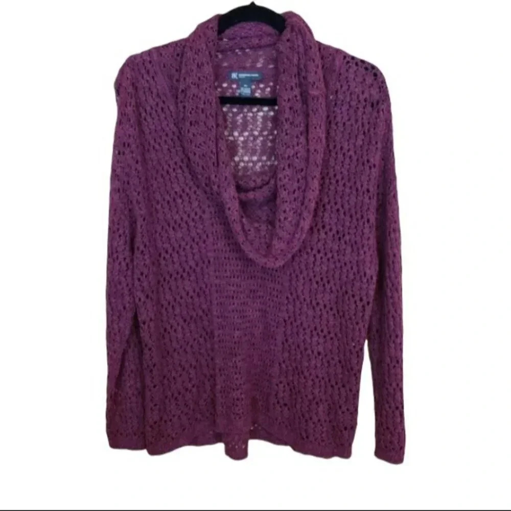 INC 0X wine loose knit cowl neck sweater